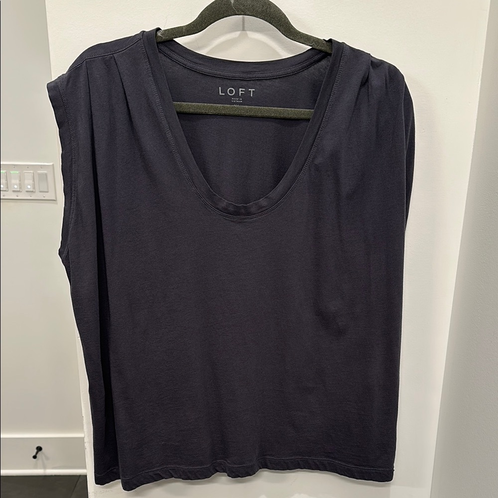 LOFT Women's Grey-Blue Top